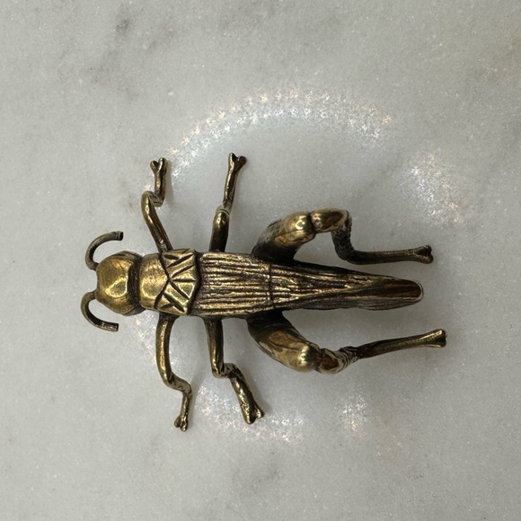 Solid Brass Grasshopper Cricket Vintage-style Sculpture Desk Decor - Picture 10 of 11